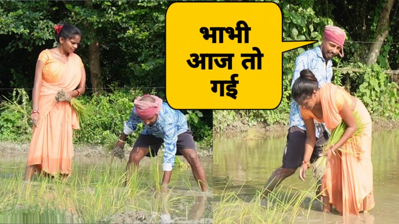 धान की रोपाई में पकड़ गई गाँव की भाभी