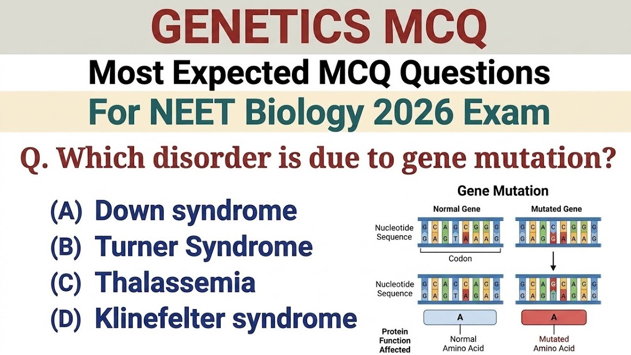 Genetics Top 50 MCQs for NEET 2026 | Biology MCQ For Competitive Exams 