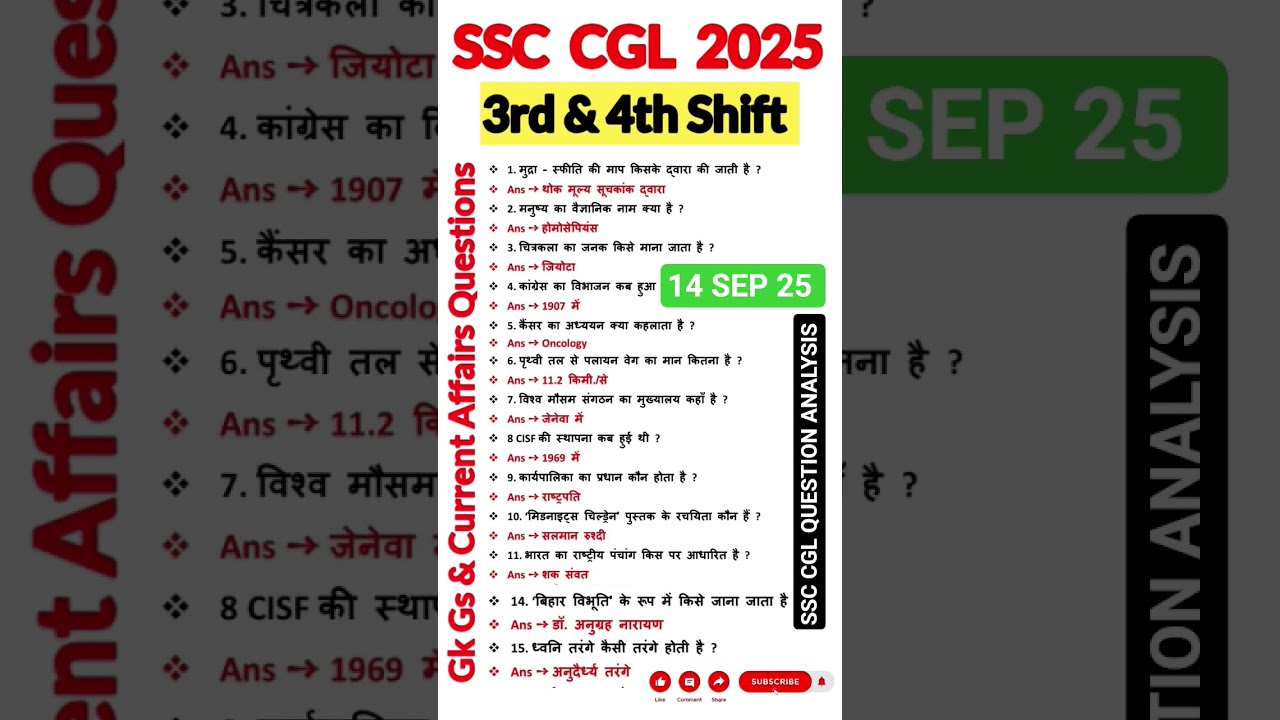 SSC CGL Exam Analysis 2025 | SSC CGL Full Question Answer Analysis | Ssc Cgl Question Answer Today