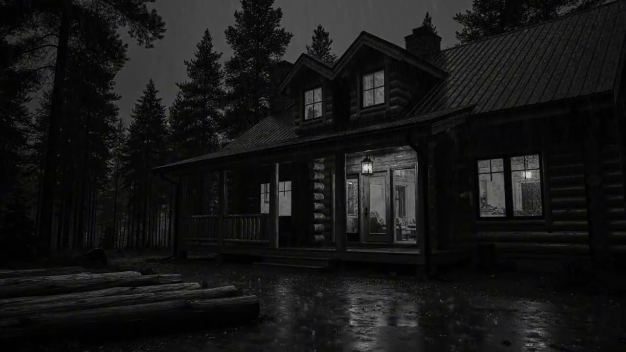 Cabin Night Thunderstorm with Heavy Rain | Relaxing Storm Ambience for Sleeping Deeply