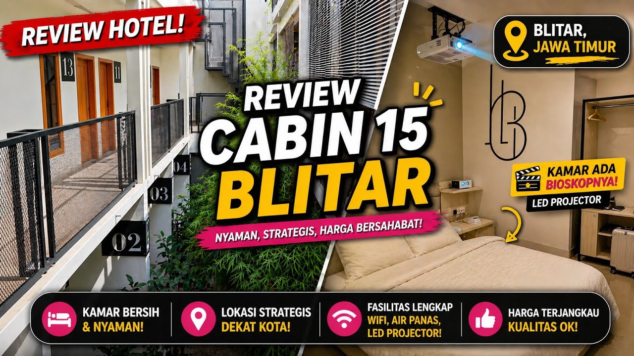 hotelnya anak muda bgt ada bioskop di kamar! cabin 15 blitar hotel | review hotel hits