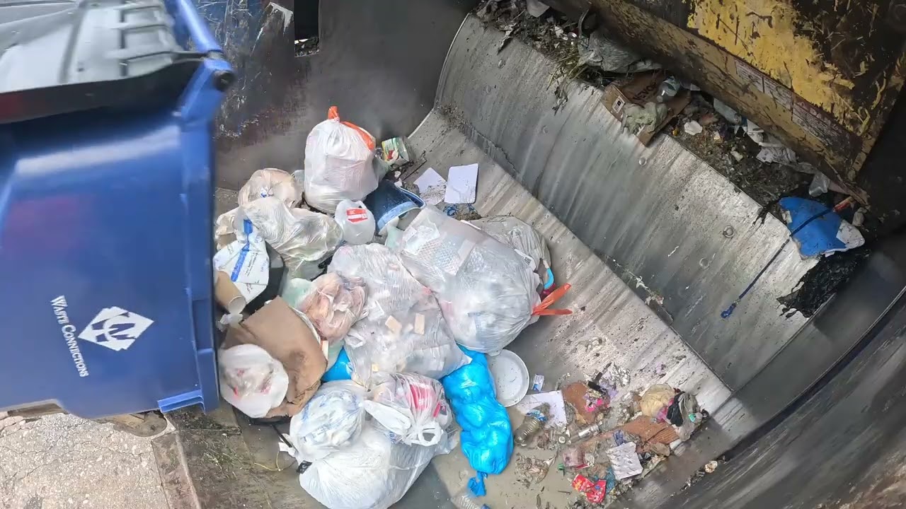 Garbage truck hopper POV: Heil RL smashing summer trash part 4