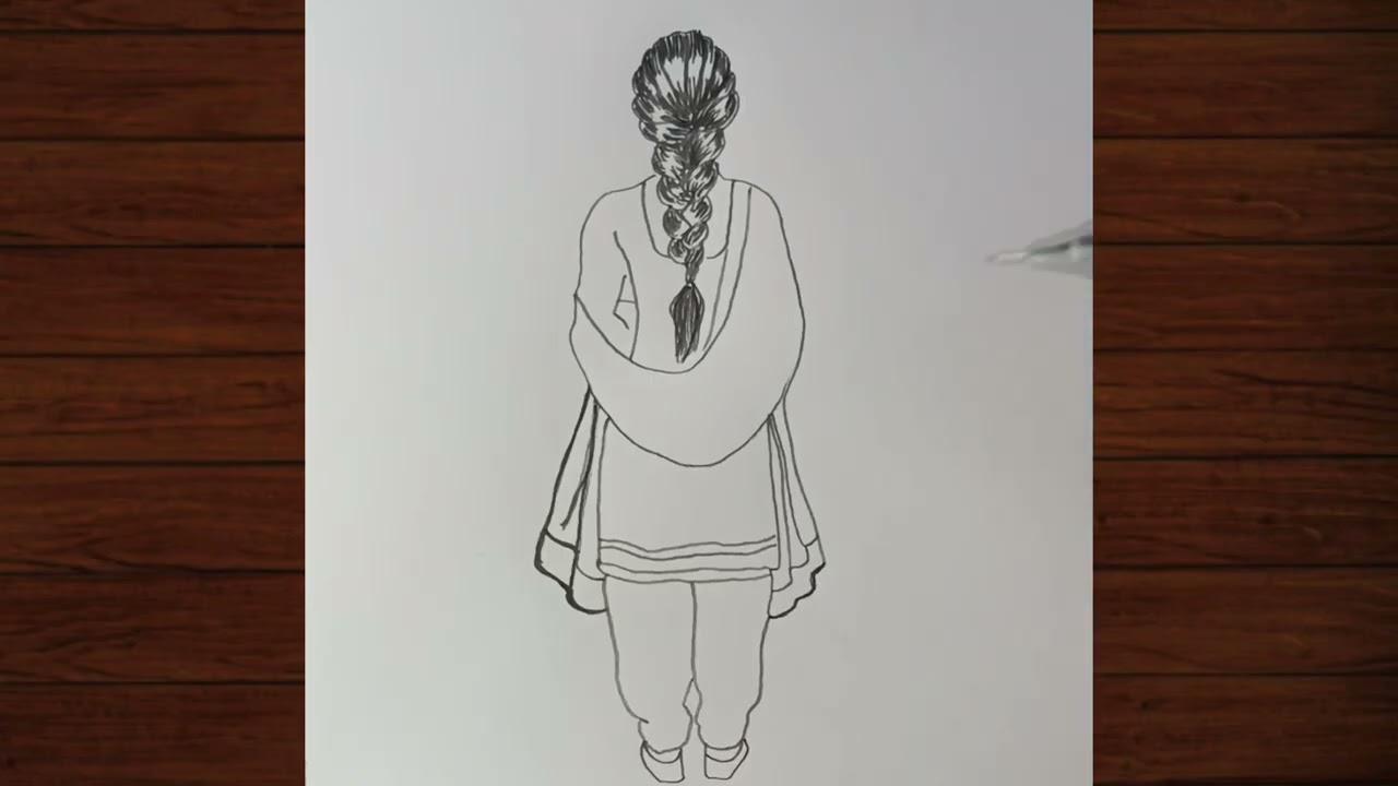 How to Draw Salwar Kameez | Step by Step Drawing Tutorial