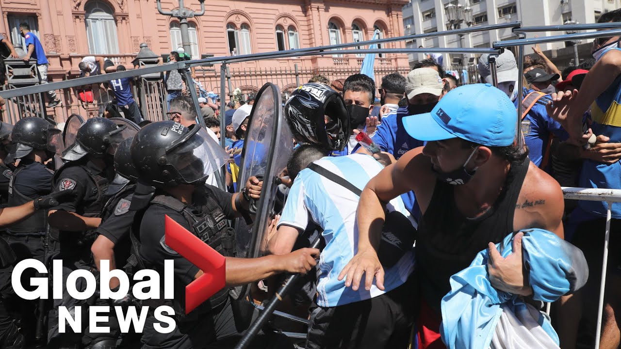 Chaos in Buenos Aires as police clash with Maradona fans over access to wake