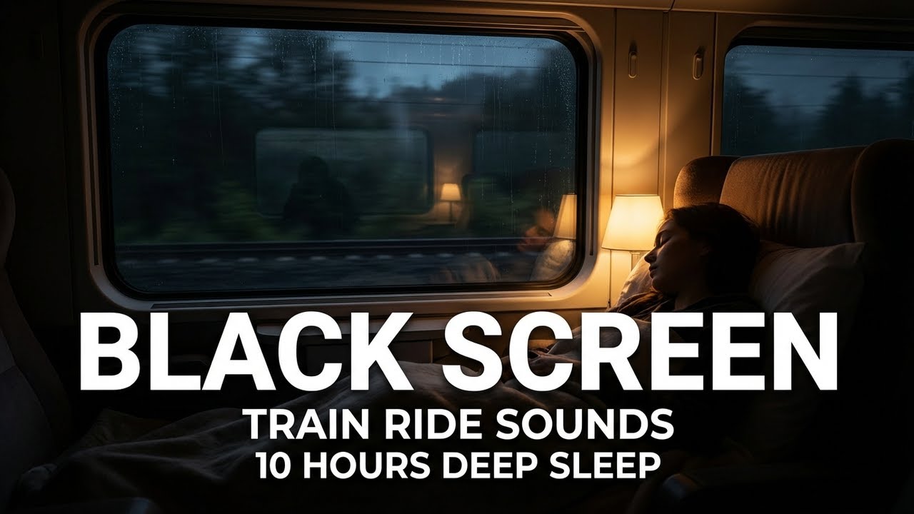 Sleepy Railway Journey | Black Screen Train Sounds (10 Hours)