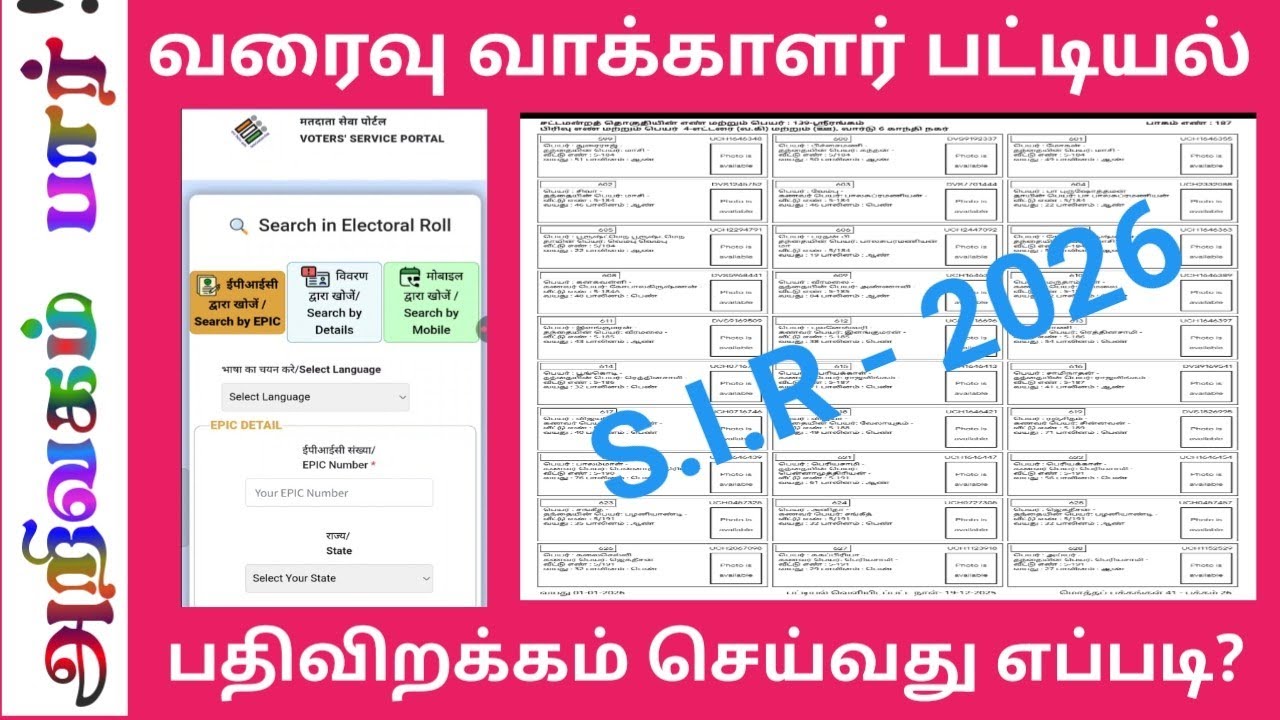 S.I.R - 2026 வரைவு வாக்காளர் பட்டியல் பதிவிறக்கம் செய்வது எப்படி?