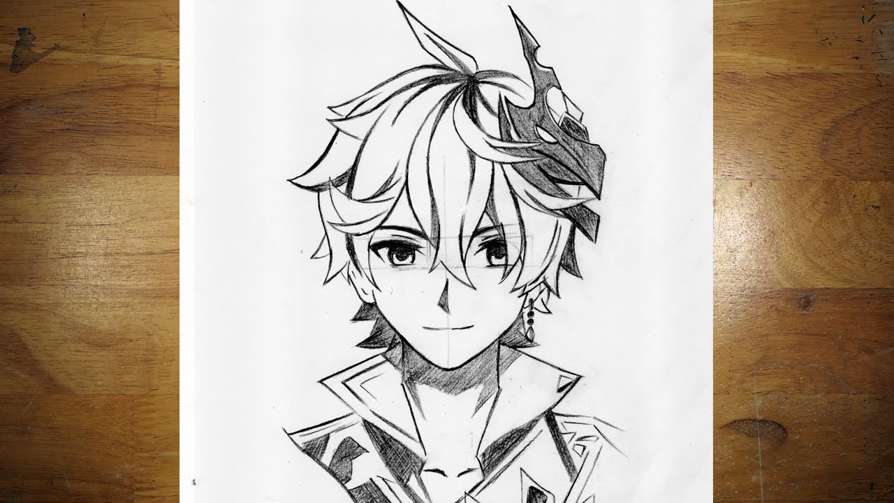 Anime Drawing | How to Draw Tartaglia Genshin Impact