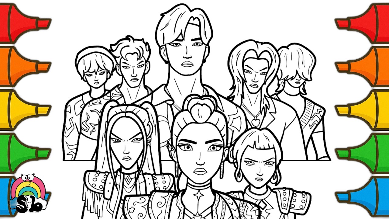 💜 Охотники на демонов KPOP😈 | Увлекательная раскраска с персонажами KPOP ✨🎨 NCS MUSIC