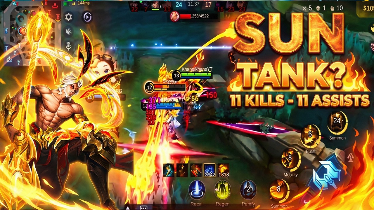 SUN AS TANK?!  11–11 MVP GAME | MLBB RANK