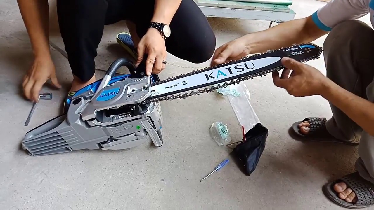 Hướng dẫn lắp lam x&iacute;ch v&agrave; Test M&aacute;y cưa Katsu 5900 - Li&ecirc;n Hệ: 0966999553