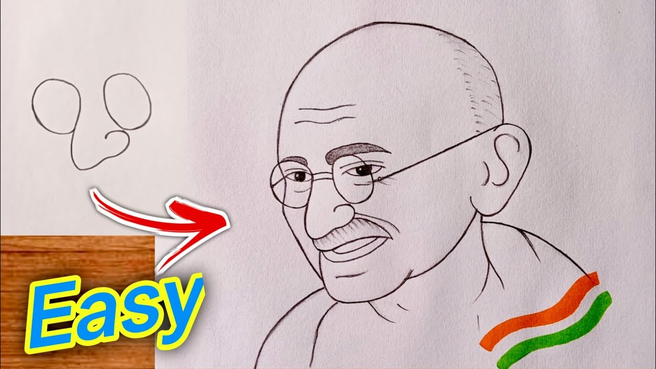 Gandhi ji ki Drawing / How to Draw Mahatma Gandhi / Gandhi Jayanti Drawing 