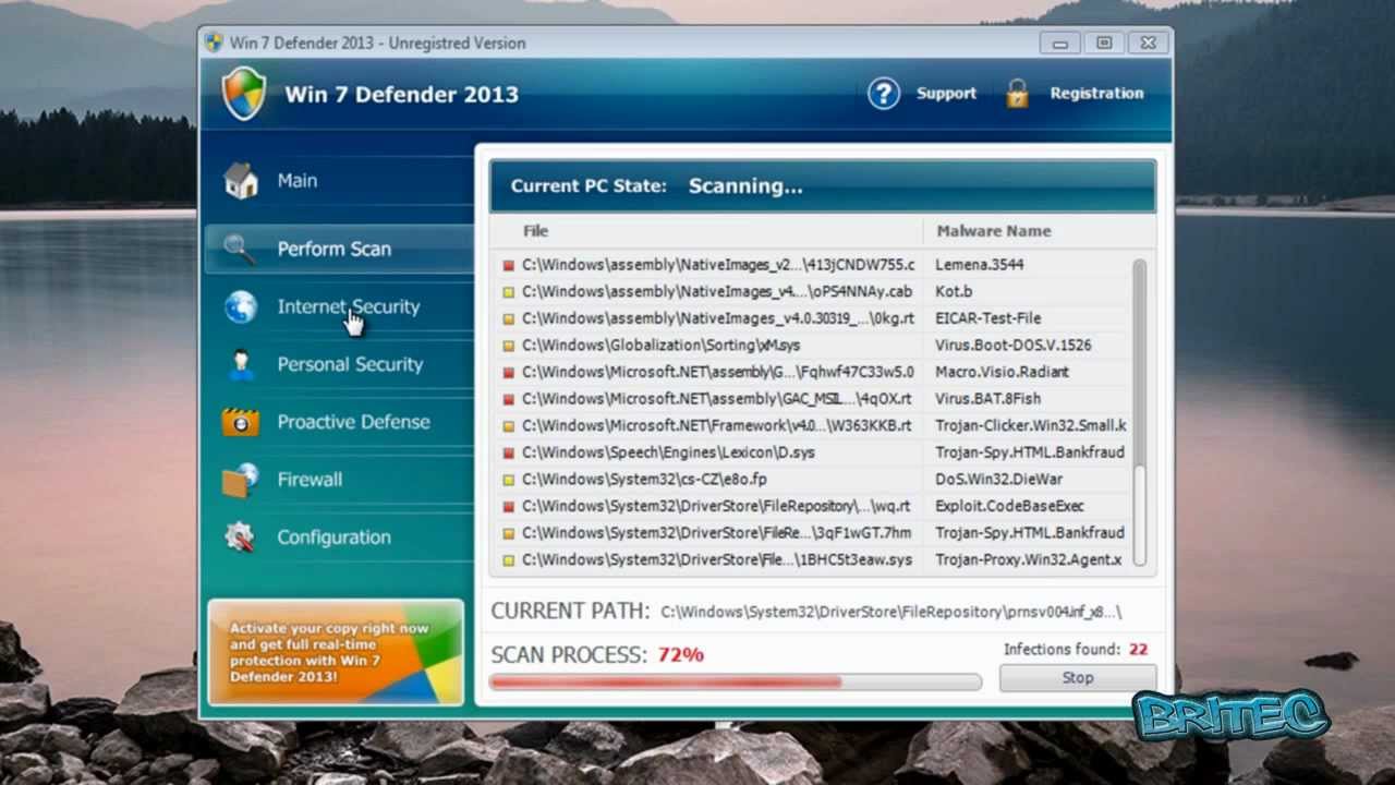 Удаление Win7 Defender 2013, XP Defender 2013, Vista Defender 2013 и Win 8 Defender 2013 от Britec