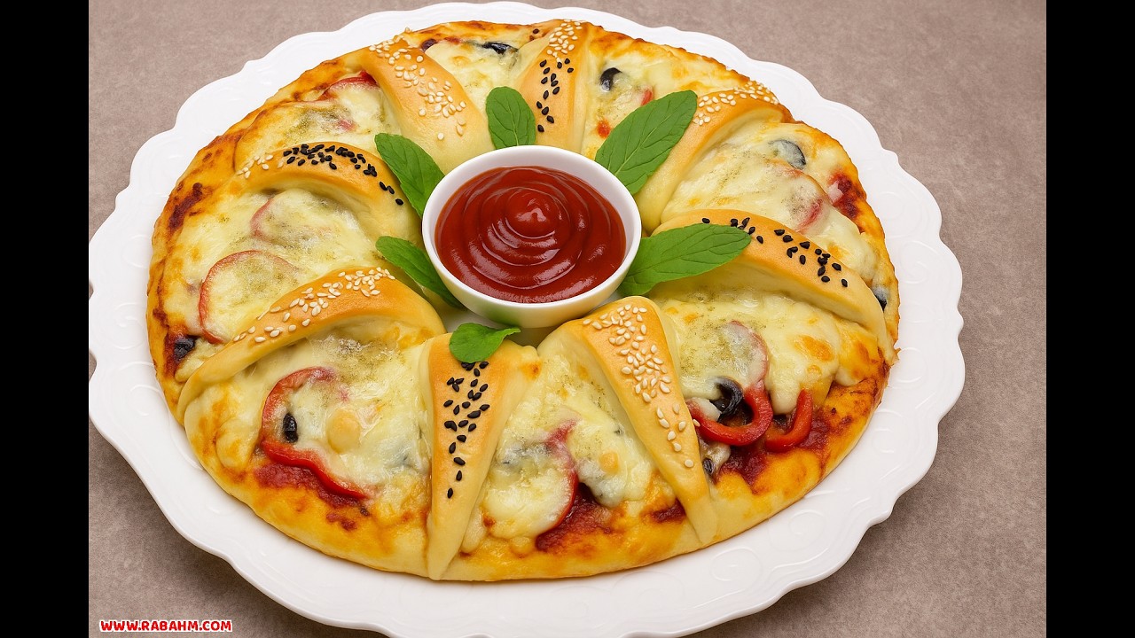 بيتزا دوار الشمس بأروع عجينة 😍🍕 | مين جاهز يجربها بشكلها المميز وطعمها الخرافي؟ 😋 #بيتزا_دوار_الشمس