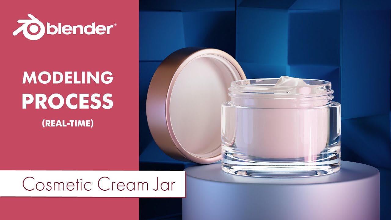 Cosmetic Сream Jar Modeling Process In Blender (Real-Time)