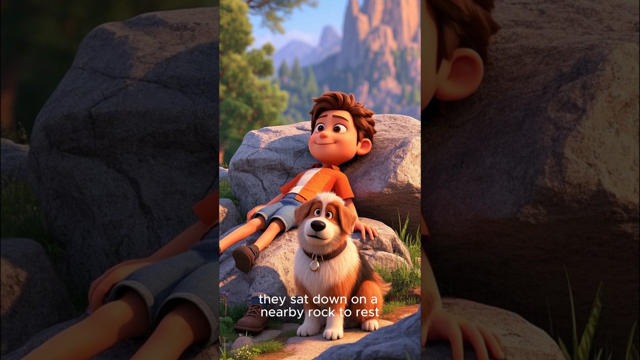 A boy and his dog in the jungle 