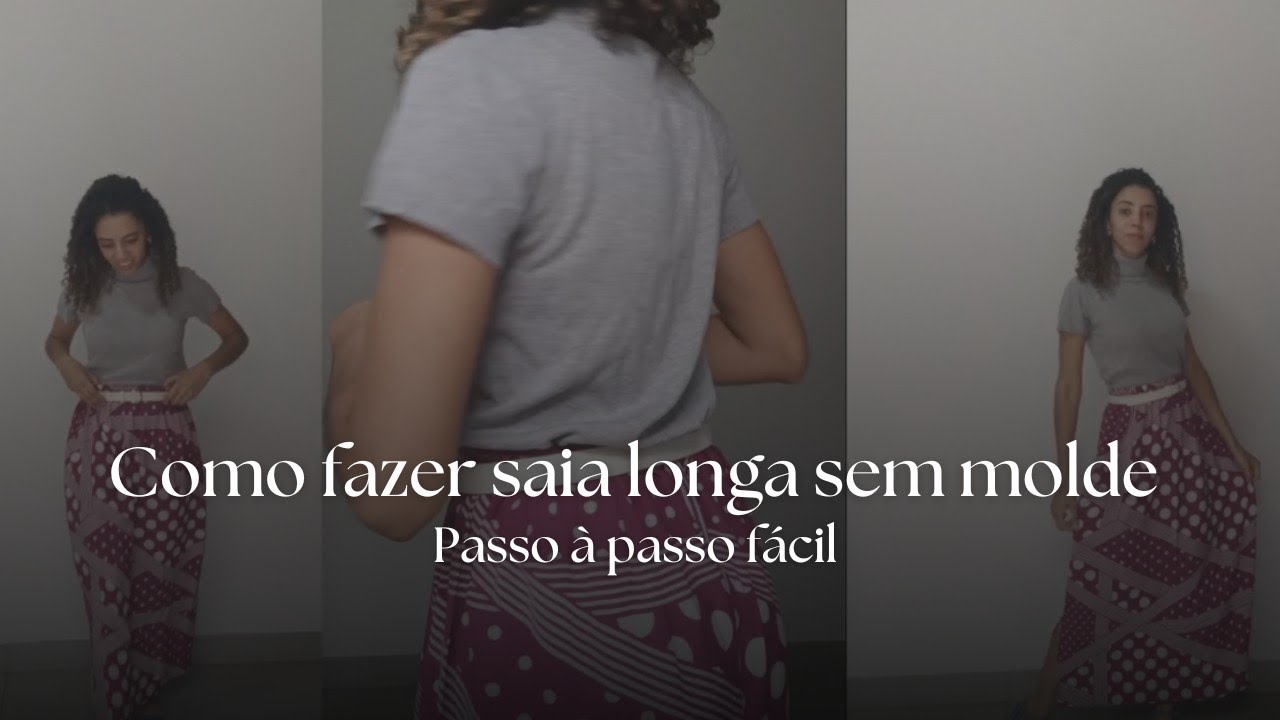Como fazer saia longa sem molde? Passo a passo fácil para iniciantes na costura | Saia fácil