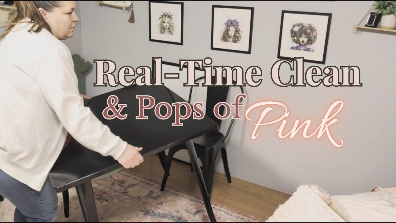 Real-Time Living Room Clean With Me | Slow Cleaning & Pops of Pink