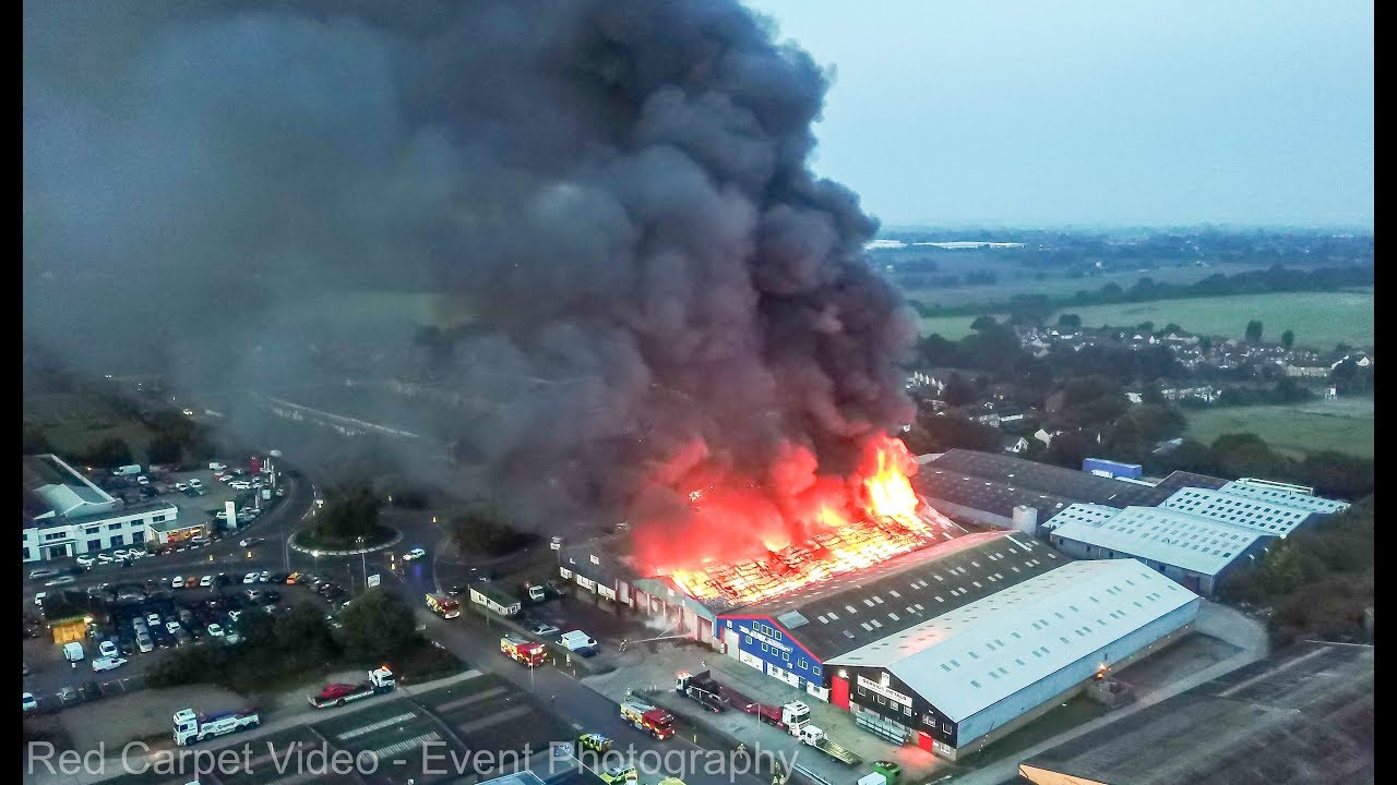 Amazing Aerial Footage Braintree Industrial Fire