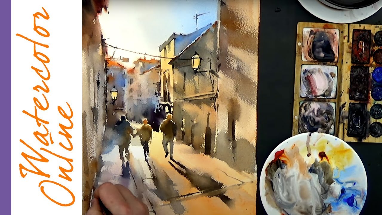 Thursday Speed Up Demos: Three Friends (Watercolor Dynamic Figure/Cityscape)