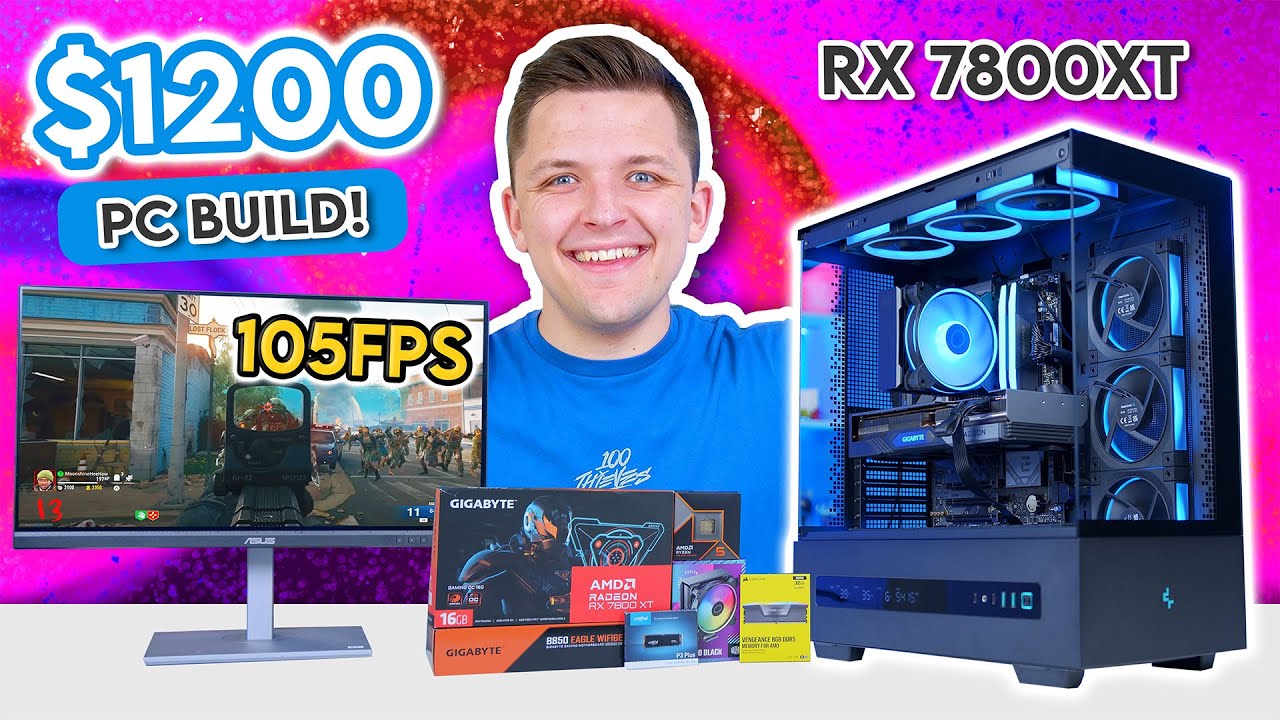 Best $1200 Gaming PC Build 2025! 😄 [RX 7800 XT & Ryzen 9600X w/ Benchmarks]