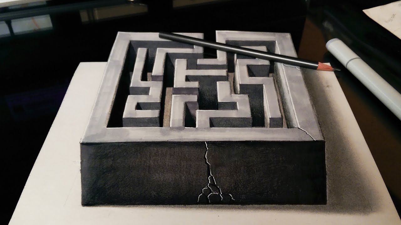 Drawing a 3D Maze - Optical Illusion