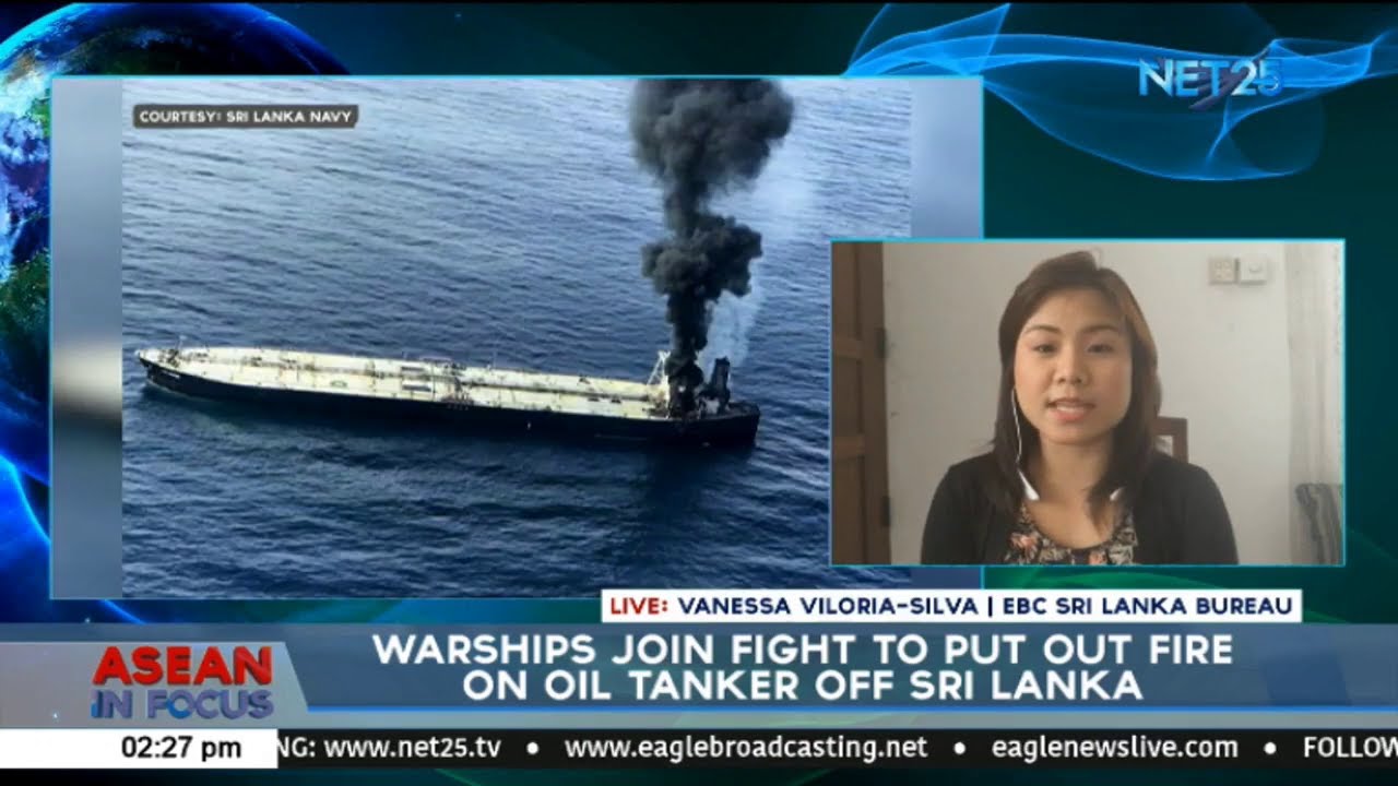 Warships join fight to put out fire on oil tanker off Sri Lanka