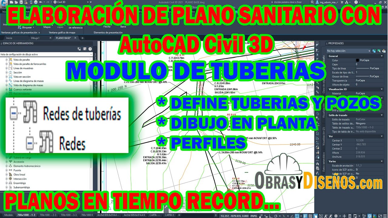 ELABORACIÓN DE PLANO SANITARIO CON AutoCAD Civil 3D MÓDULO DE TUBERÍAS