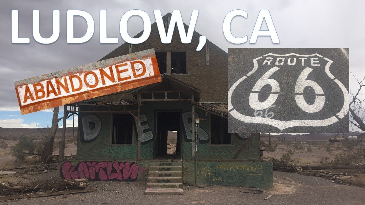 Abandoned Route 66 Ludlow California - gas station, Ludlow Cafe, old homes