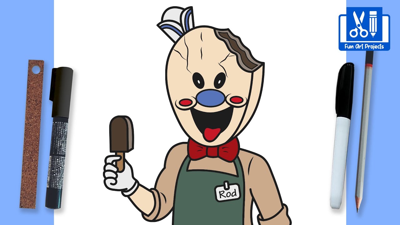 How To Draw Rod From Ice Scream | Draw Game Characters Easy Step By Step