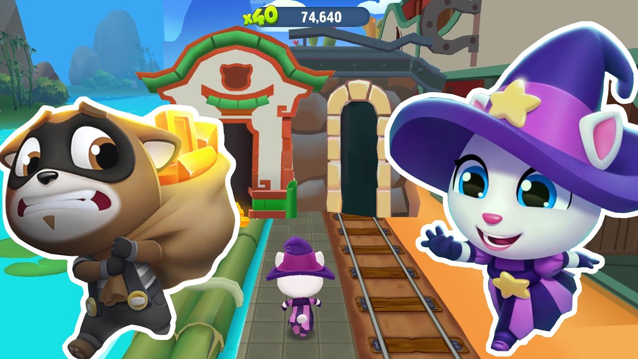 Talking Tom Gold Run - Witch Angela - but every world that she goes more slower // Water Village 🎋