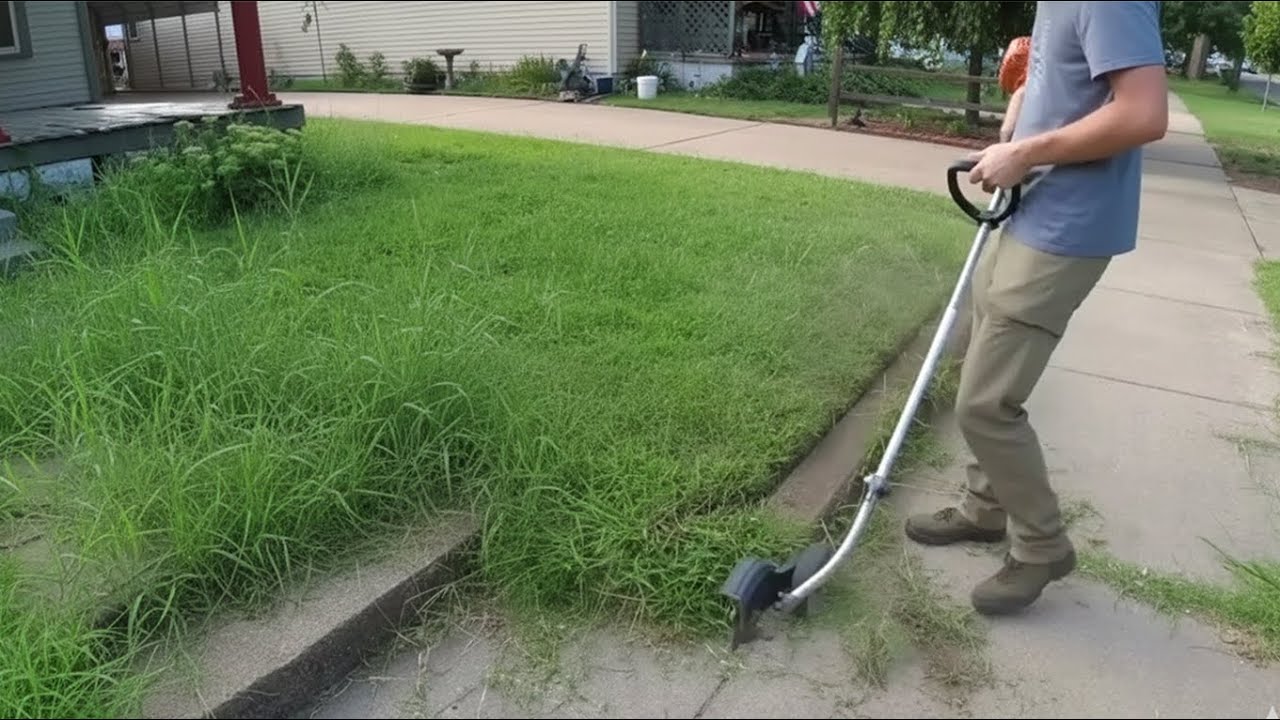 Removing Deep BLANKETS of grass from OVERGROWN sidewalks!