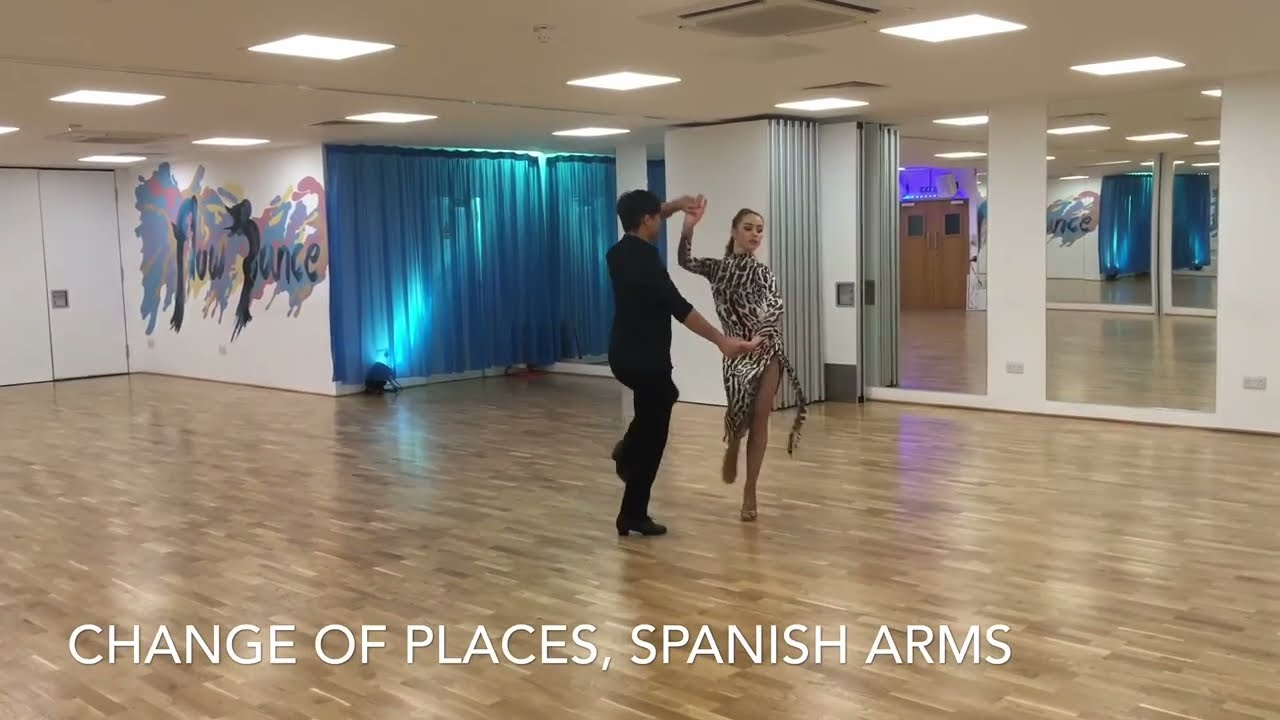How to dance Stop & Go, Spanish Arms, Rolling Off The Arm with Spin Ending in Jive