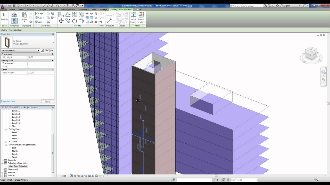 REVIT 2012 - TUTORIAL 28 - ESTUDOS DE MASSA, VIABILIDADE E CRIAÇÃO DE EDIFÍCIOS COMPLEXOS