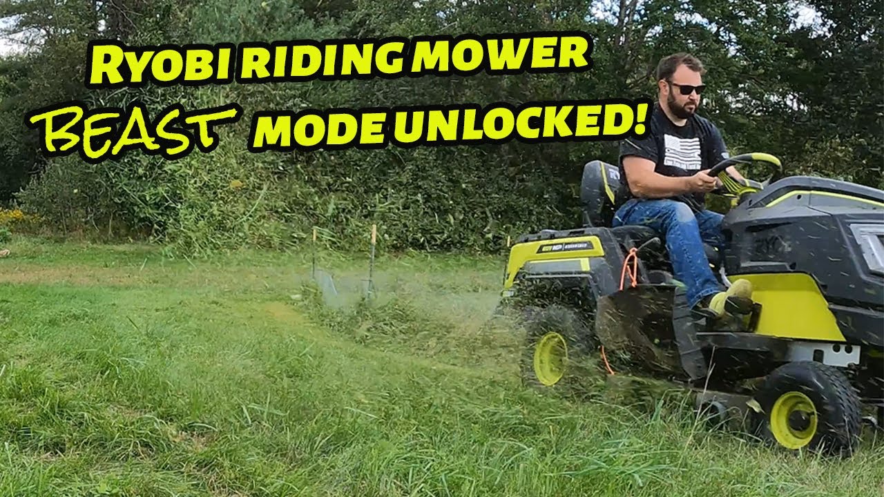 Ryobi riding mower beast mode! #Baggingblades #diy #lifehacks #lawncare #gardening #electric