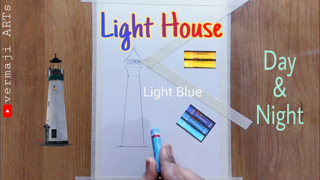 Light House Drawing||Day and Night Scenery||Double Exposer