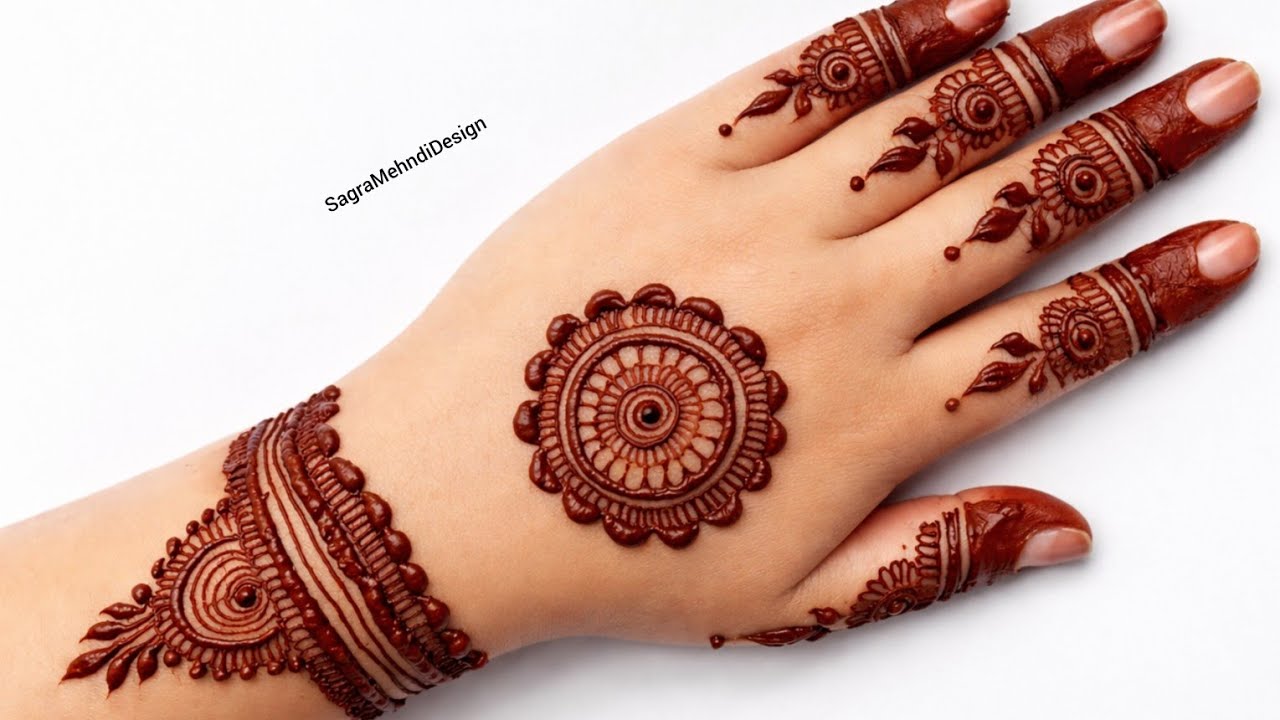 Back hand tikki mehndi design || simple gol tikki mehndi design || Beautiful mandala Mehndi design 