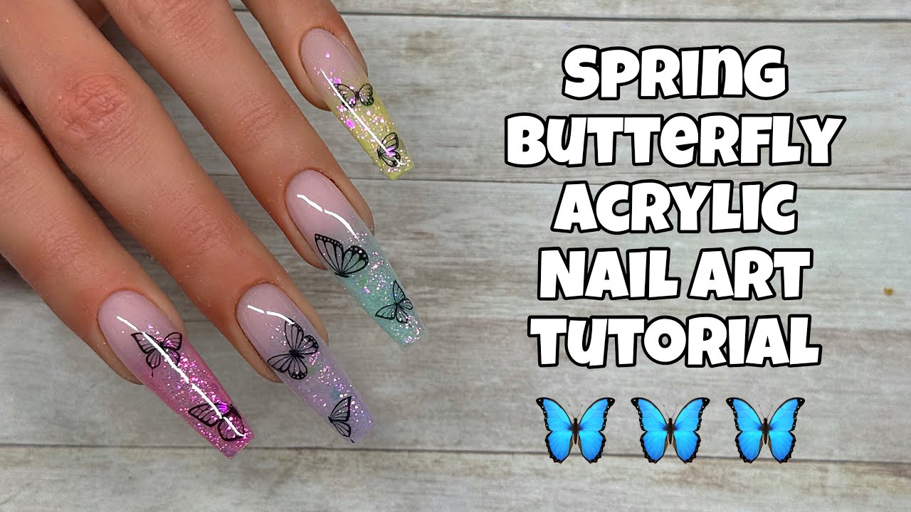 Pastel Butterfly Acrylic Nails!