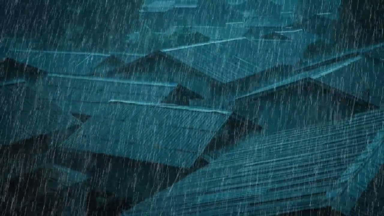 No Ads Rain Sounds for Sleeping - ASMR Powerful Night Rain On Tin Roof for Deep Insomnia Sleep