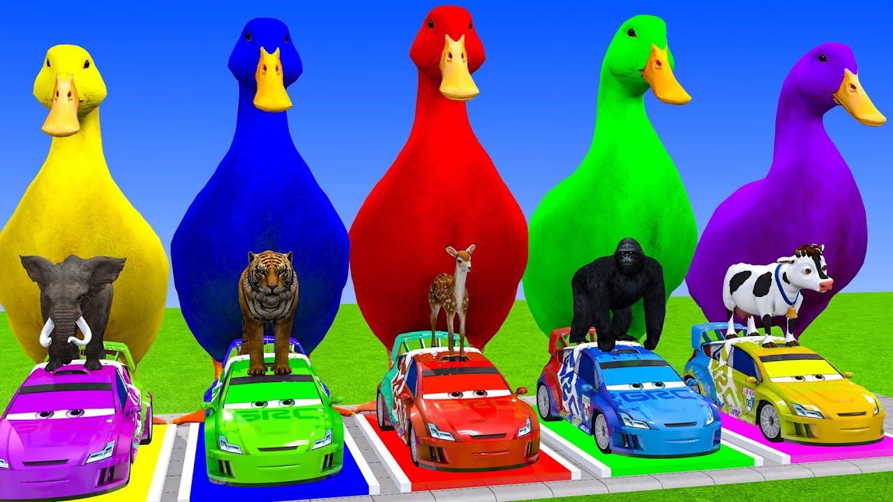 Long Slide Game With Cow Elephant Gorilla Hippopotamus Tiger 3d Animal Game Funny 3d Animals