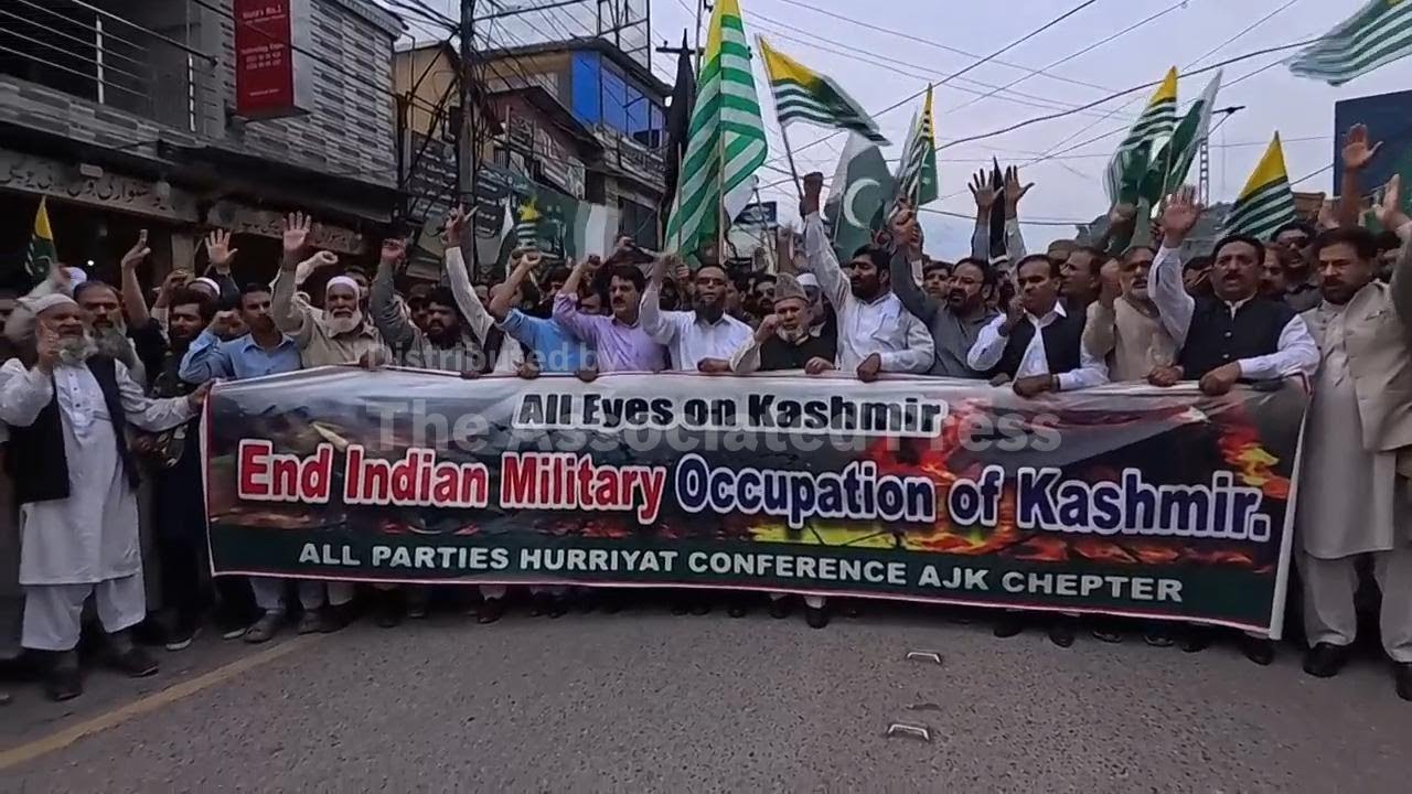 People in Muzaffarabad protest against India
