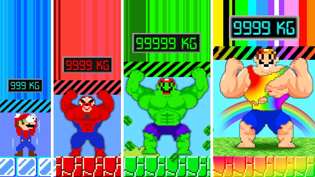 Team Mario Musculars Nood vs Pro vs Hacker vs God in Super Mario Bros.!| MegaBoom Bros