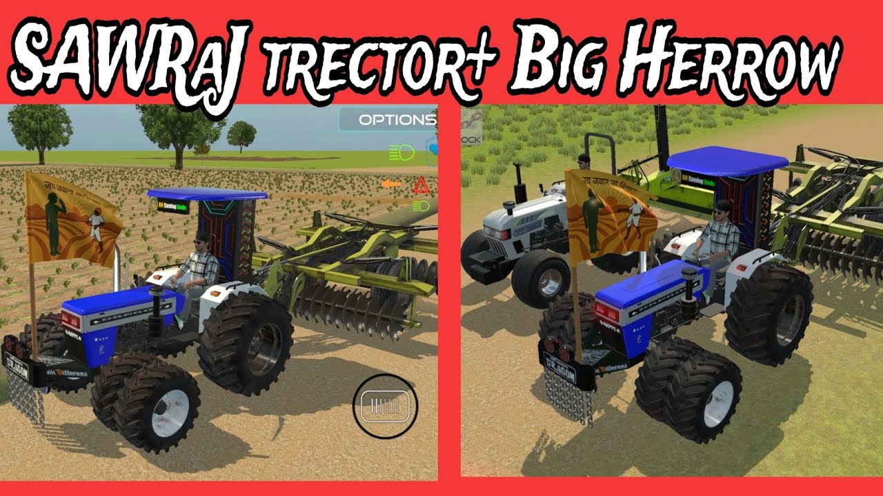 PART-(8),,, Sawraj tractor 🚜+Big Herrow से खेत 🌾 कि जुताई 🌾 ,,,,,का NEW Letest video 📷