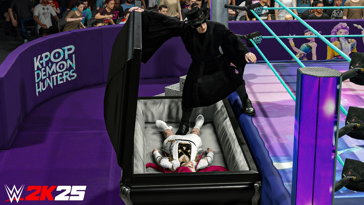 K-Pop Demon Hunters Mira vs Demon Jinu Casket Match WWE 2K25