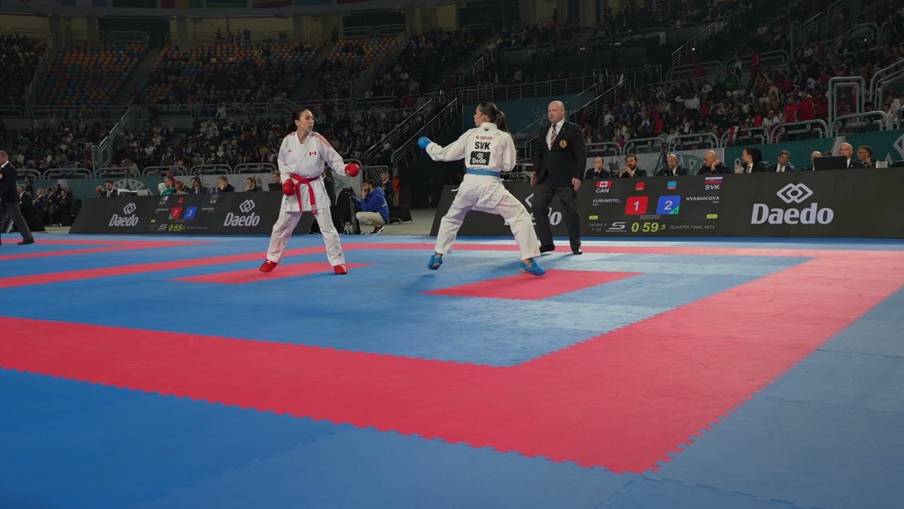 2025 Cairo quarter-final Female Kumite −55 kg: Daiyana Darenskaya  (KAZ) vs Elena Quirici (SUI)