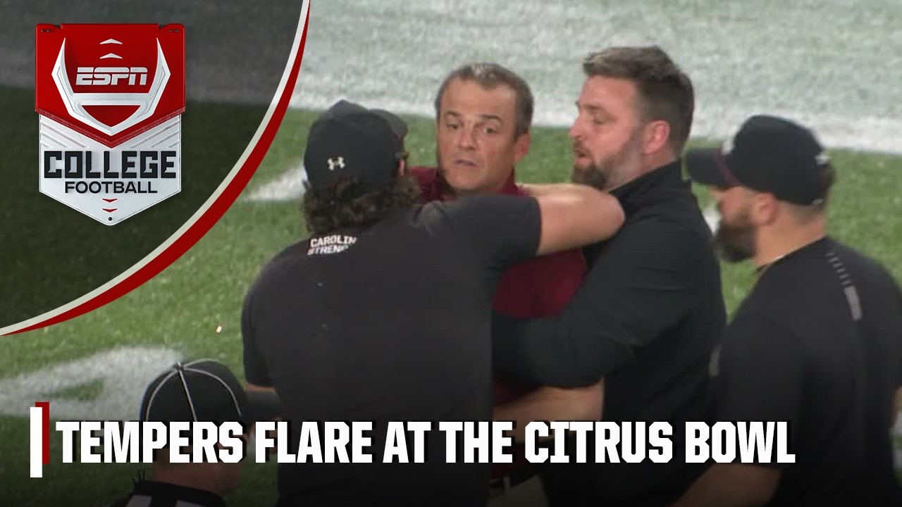 South Carolina’s Shane Beamer gets HEATED after being taunted by Illinois’ Bret Bielema | ESPN CFB