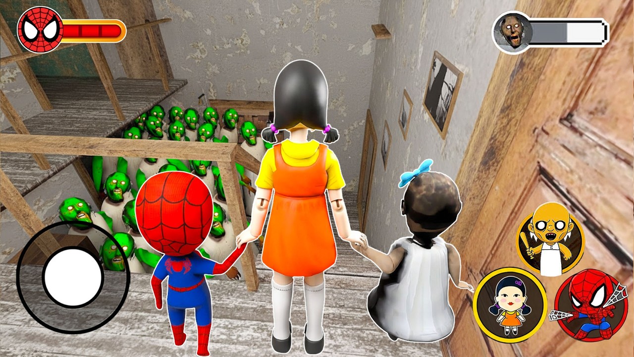 Playing as Spider Baby Baby Squid Game Doll VS Granny Army in Granny House - Funny Horror Animation