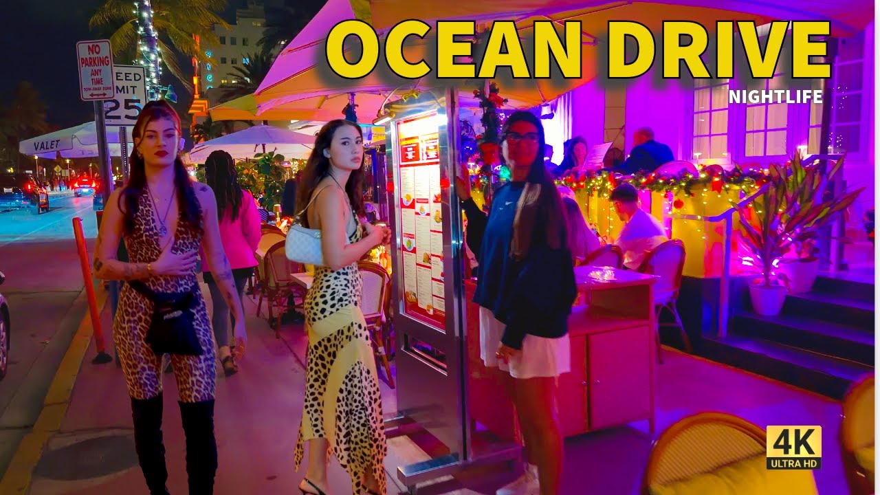 Ocean Drive Nightlife Tour 🔥 | Miami Beach Party, Cars & Music 4K