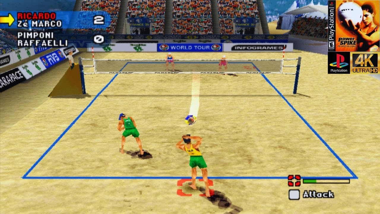 Power Spike: Pro Beach Volleyball (PS1) O MELHOR JOGO DE VÔLEI ! [4K 60 FPS] - Gameplay