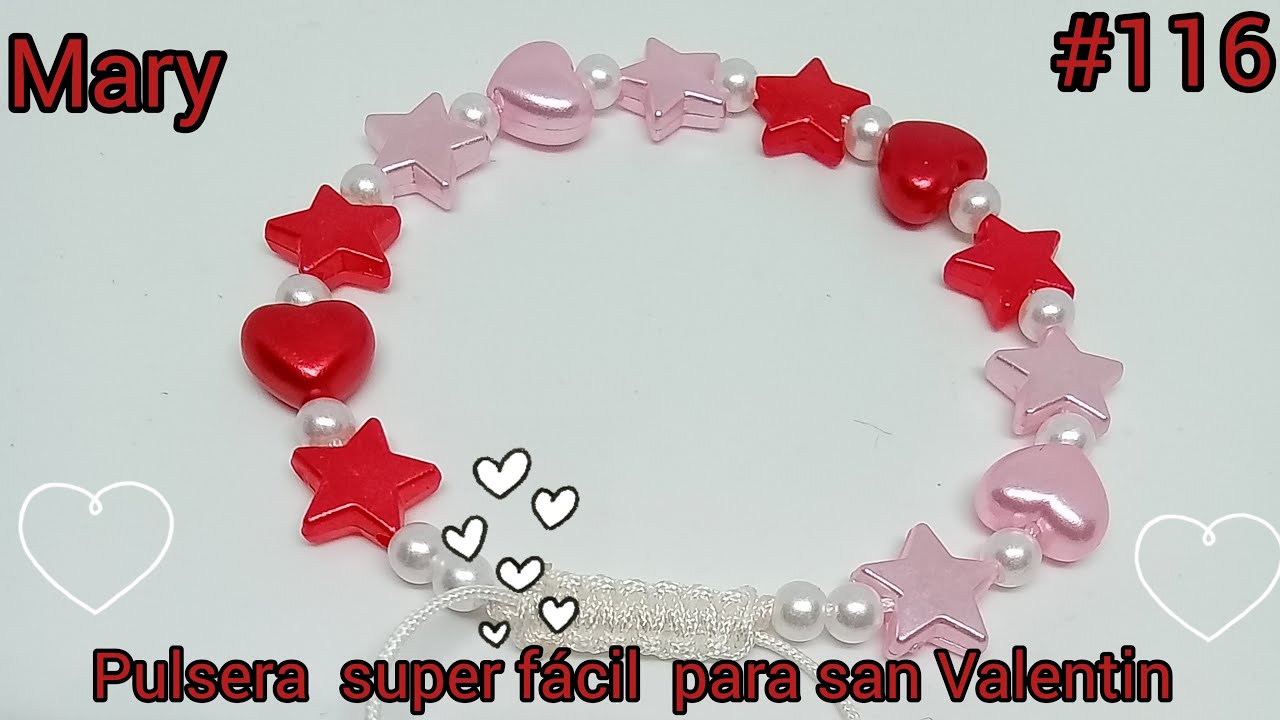 PULSERA CON CORAZONES Y ESTRELLAS // PARA SAN VALENTIN..