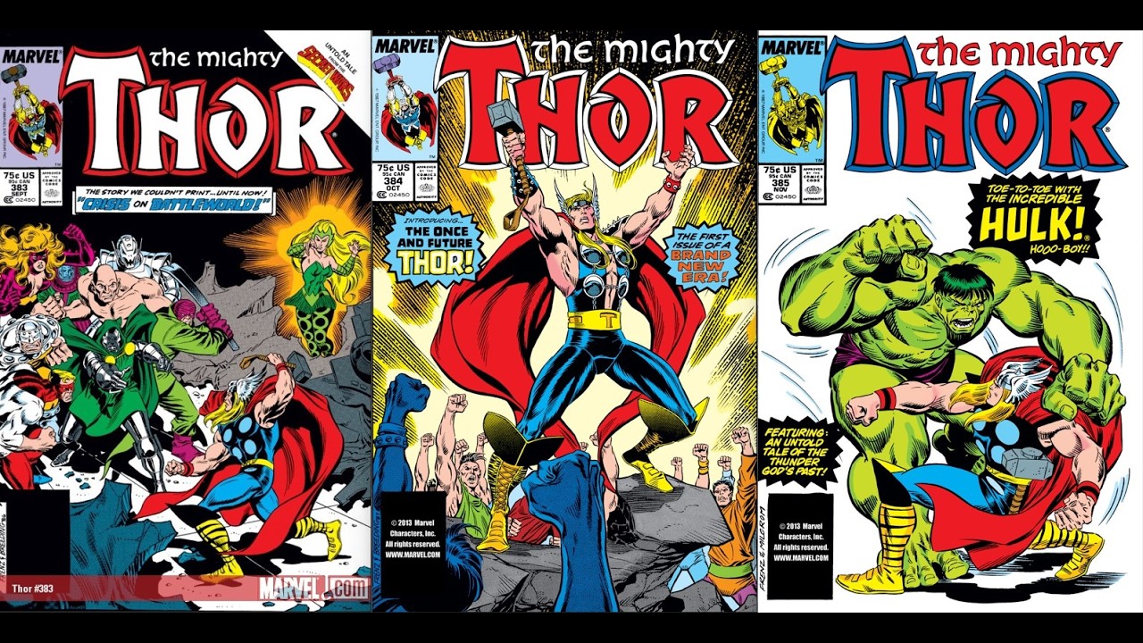 The Mighty Thor 383, 384 & 385 by Tom DeFalco & Ron Frenz with Erik Larsen, 3 fill in issues w/ Hulk